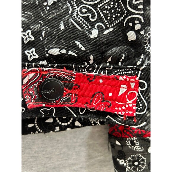 Preme Black Red Printed Jacket Heavy Denim Size M (9-03m) - Picture 11 of 12